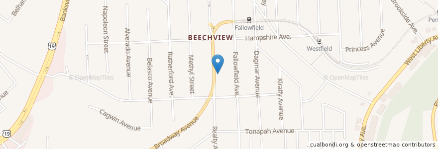 Mapa de ubicacion de Beechview United Presbyterian Church en États-Unis D'Amérique, Pennsylvanie, Allegheny County, Pittsburgh.