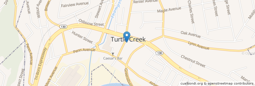 Mapa de ubicacion de Ekklesia Church en 미국, 펜실베이니아, Allegheny County, Turtle Creek.