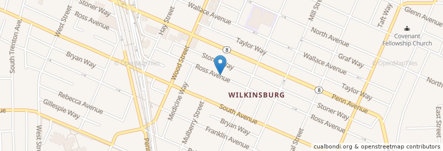 Mapa de ubicacion de Maranatha Bible Baptist Church en Amerika Syarikat, Pennsylvania, Allegheny County, Wilkinsburg.