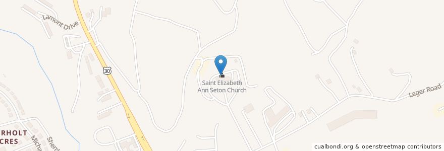 Mapa de ubicacion de Saint Elizabeth Ann Seton Church en Estados Unidos Da América, Pensilvânia, Westmoreland County, North Huntingdon Township.