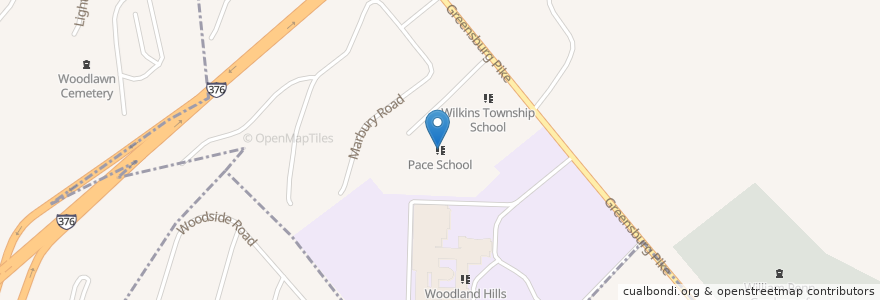 Mapa de ubicacion de Pace School en Estados Unidos De América, Pensilvania, Allegheny County, Churchill.