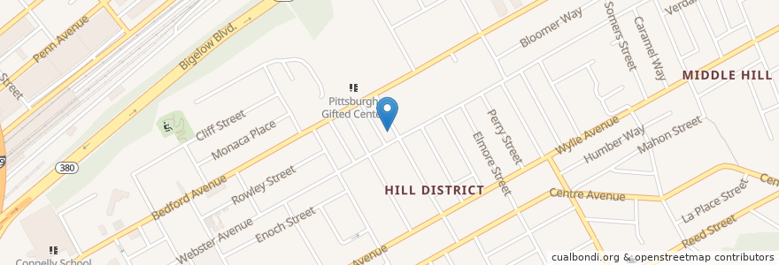 Mapa de ubicacion de Zion Hill Full Gospel Baptist Church en 미국, 펜실베이니아, Allegheny County, Pittsburgh.