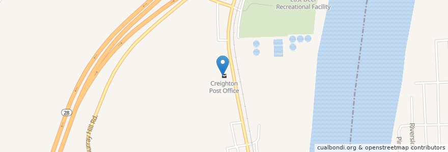 Mapa de ubicacion de Creighton Post Office en Amerika Birleşik Devletleri, Pensilvanya, Allegheny County, East Deer Township.