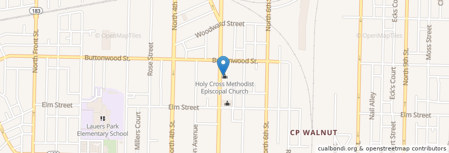 Mapa de ubicacion de Holy Cross Methodist Episcopal Church en Estados Unidos Da América, Pensilvânia, Berks County, Reading.
