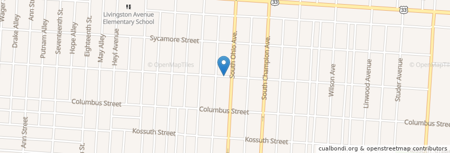 Mapa de ubicacion de Ahavas Sholem Church en Estados Unidos Da América, Ohio, Franklin County, Columbus.