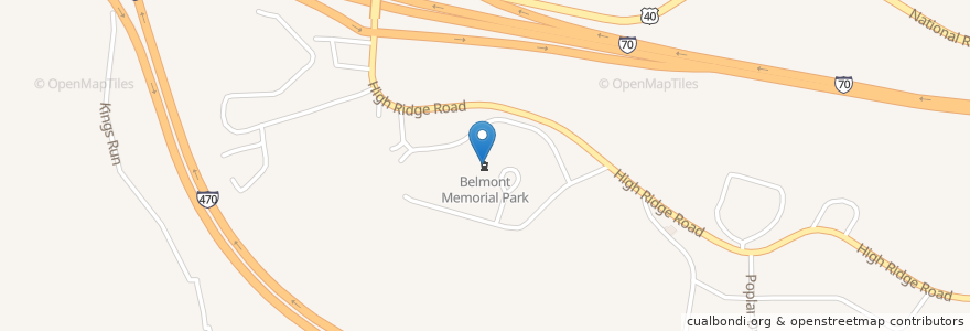 Mapa de ubicacion de Belmont Memorial Park en Amerika Syarikat, Ohio, Belmont County.
