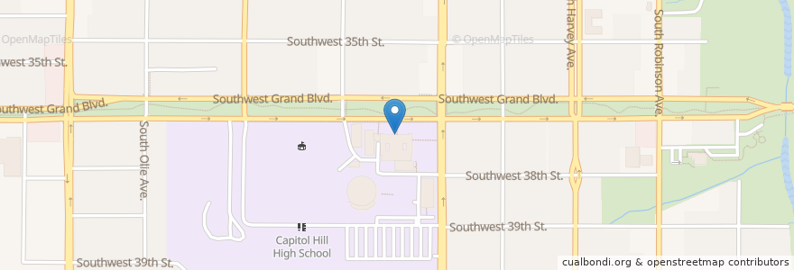 Mapa de ubicacion de Capitol Hill High School en Estados Unidos Da América, Oklahoma, Oklahoma City, Oklahoma County.