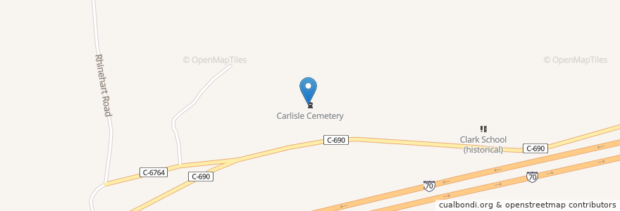 Mapa de ubicacion de Carlisle Cemetery en الولايات المتّحدة الأمريكيّة, أوهايو, Guernsey County.