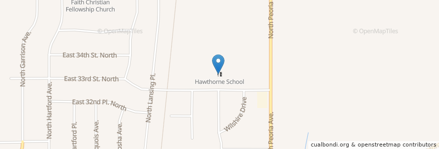 Mapa de ubicacion de Hawthorne School en Estados Unidos Da América, Oklahoma, Tulsa County, Tulsa.