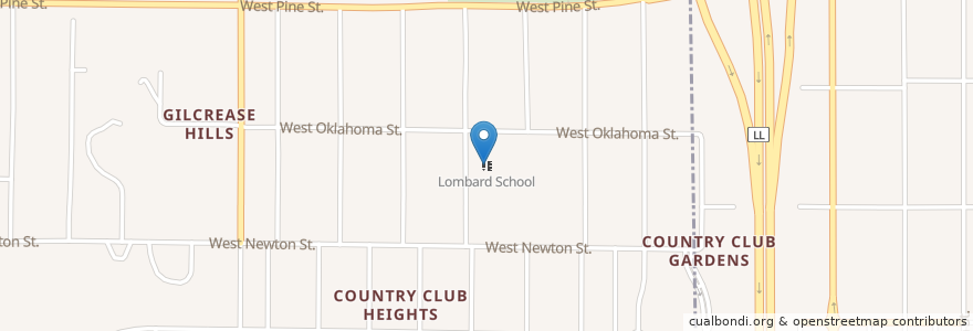 Mapa de ubicacion de Lombard School en Amerika Syarikat, Oklahoma, Tulsa, Osage County.