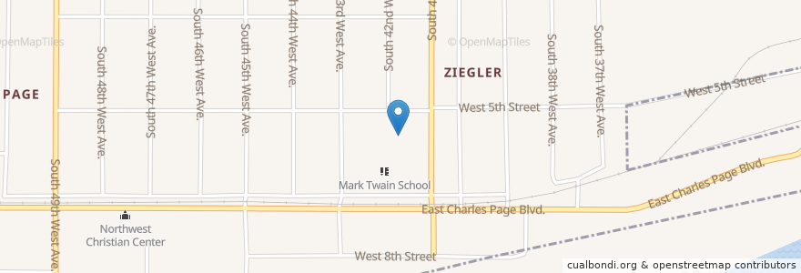 Mapa de ubicacion de Mark Twain School en 미국, 오클라호마, Tulsa County, Tulsa.