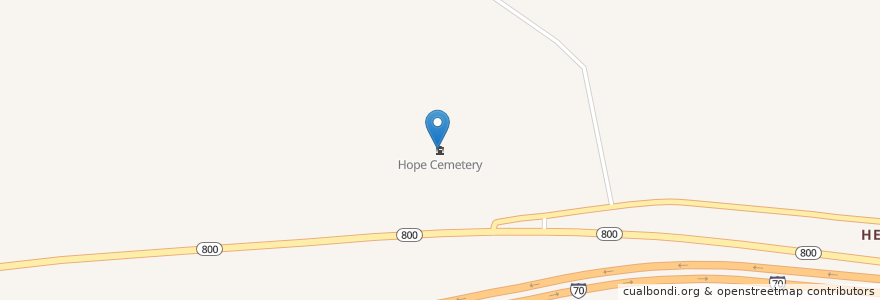Mapa de ubicacion de Hope Cemetery en United States, Ohio, Belmont County.