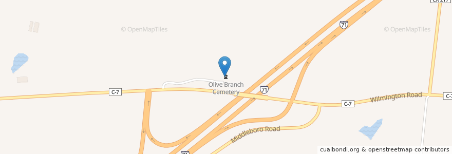 Mapa de ubicacion de Olive Branch Cemetery en 美利坚合众国/美利堅合眾國, 俄亥俄州, 沃伦县.