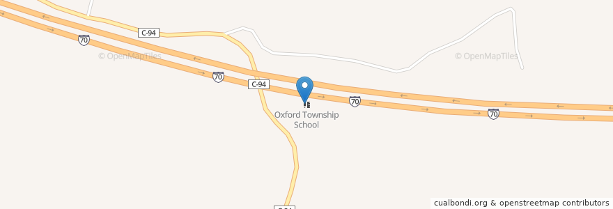 Mapa de ubicacion de Oxford Township School en الولايات المتّحدة الأمريكيّة, أوهايو, Guernsey County.