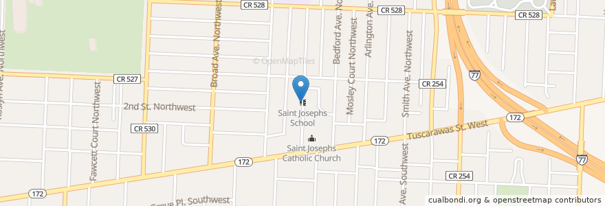 Mapa de ubicacion de Saint Josephs School en United States, Ohio, Stark County, Canton.