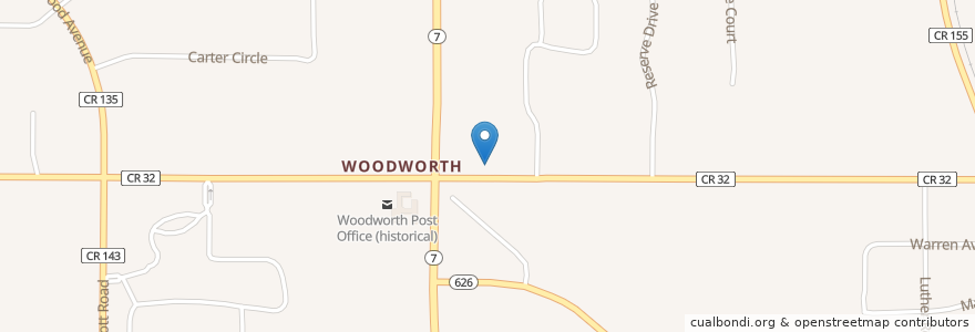 Mapa de ubicacion de Woodworth Church of the Brethren en 미국, 오하이오 주, Mahoning County.