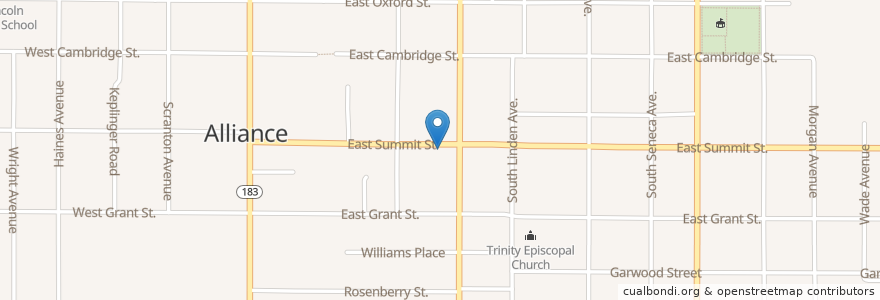 Mapa de ubicacion de First United Presbyterian Church en ایالات متحده آمریکا, اوهایو, Stark County, Alliance.
