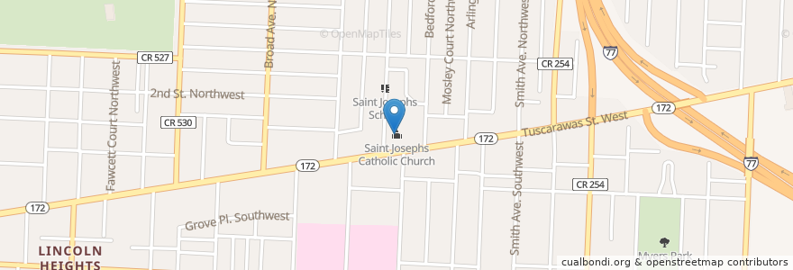 Mapa de ubicacion de Saint Josephs Catholic Church en Estados Unidos Da América, Ohio, Stark County, Canton.