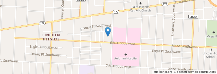 Mapa de ubicacion de Saint Pauls Evangelical United Brethren Church en Verenigde Staten, Ohio, Stark County, Canton.