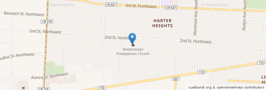 Mapa de ubicacion de Westminster Presbyterian Church en Estados Unidos Da América, Ohio, Stark County, Canton.