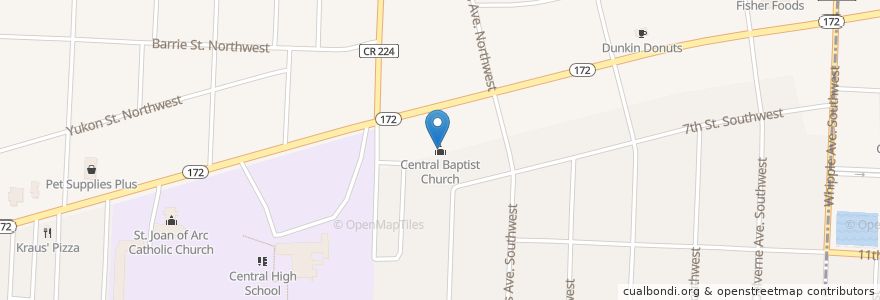 Mapa de ubicacion de Central Baptist Church en United States, Ohio, Stark County.