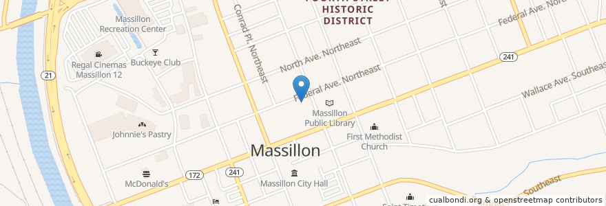 Mapa de ubicacion de Central Presbyterian Church en Verenigde Staten, Ohio, Stark County, Massillon.