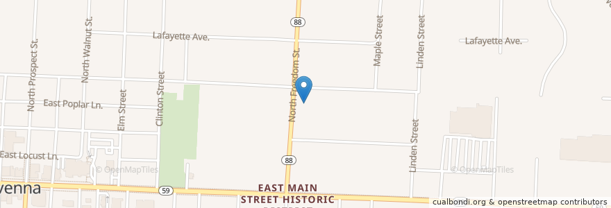 Mapa de ubicacion de Saint Pauls Lutheran Church en États-Unis D'Amérique, Ohio, Portage County, Ravenna Township, Ravenna.