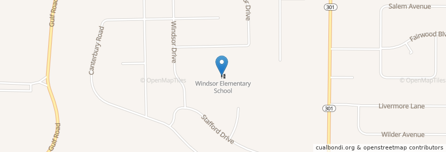 Mapa de ubicacion de Windsor Elementary School en アメリカ合衆国, オハイオ州, Lorain County, Elyria.