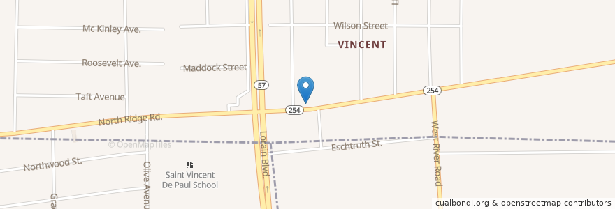 Mapa de ubicacion de Vincent United Methodist Church en Соединённые Штаты Америки, Огайо, Lorain County.