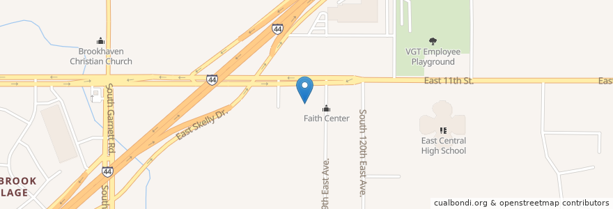 Mapa de ubicacion de Faith Center en Соединённые Штаты Америки, Оклахома, Tulsa County, Тулса.
