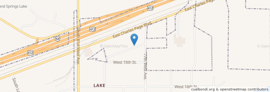 Mapa de ubicacion de Lake United Methodist Church en United States, Oklahoma, Tulsa County, Sand Springs.
