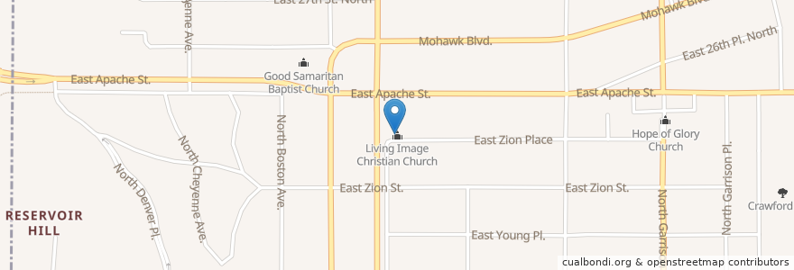 Mapa de ubicacion de Living Image Christian Church en Stati Uniti D'America, Oklahoma, Tulsa County, Tulsa.