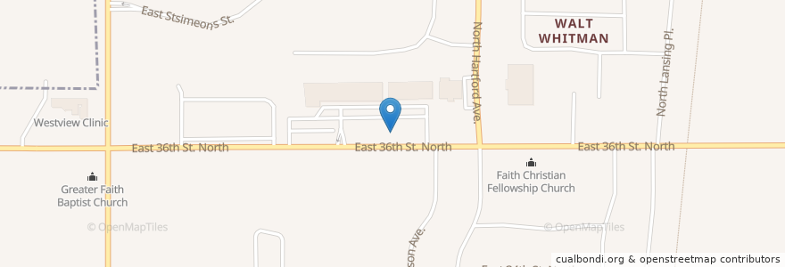 Mapa de ubicacion de New Hope Community Church en Estados Unidos Da América, Oklahoma, Tulsa County, Tulsa.