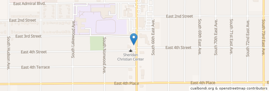 Mapa de ubicacion de Sheridan Avenue Christian Church en アメリカ合衆国, オクラホマ州, Tulsa County, Tulsa.
