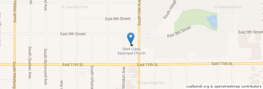 Mapa de ubicacion de Saint Lukes Episcopal Church en 美利坚合众国/美利堅合眾國, 俄克拉何马州 / 奧克拉荷馬州, Tulsa County, Tulsa.