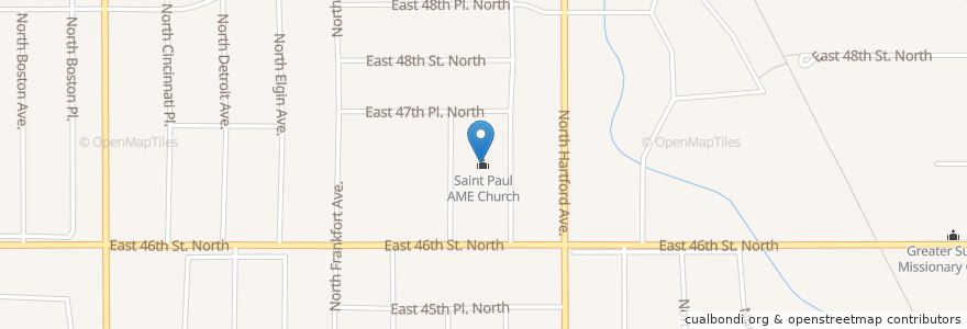 Mapa de ubicacion de Saint Paul AME Church en United States, Oklahoma, Tulsa County, Tulsa.