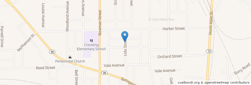 Mapa de ubicacion de Fields Temple Church of God in Christ en États-Unis D'Amérique, Ohio, Richland County, Mansfield.