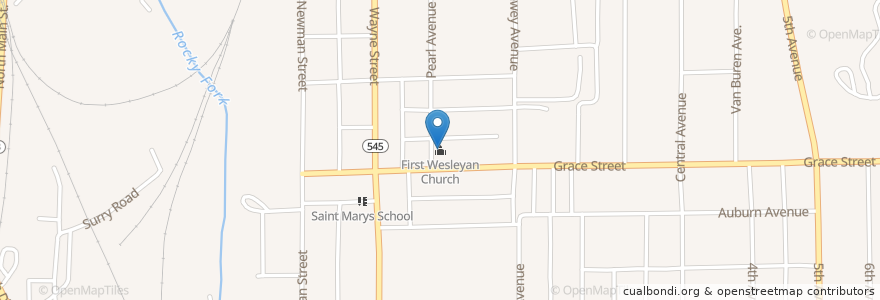 Mapa de ubicacion de First Wesleyan Church en ایالات متحده آمریکا, اوهایو, Richland County, Mansfield.