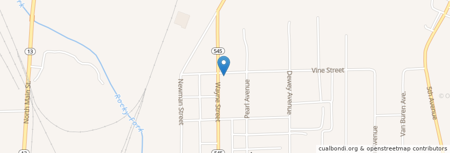 Mapa de ubicacion de Pilgrim Rest Missionary Baptist Church en 미국, 오하이오 주, Richland County, Mansfield.