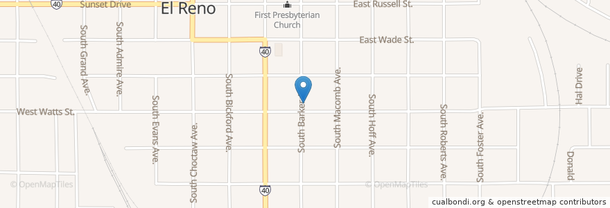 Mapa de ubicacion de Christ Memorial Episcopal Church en United States, Oklahoma, Canadian County, El Reno.