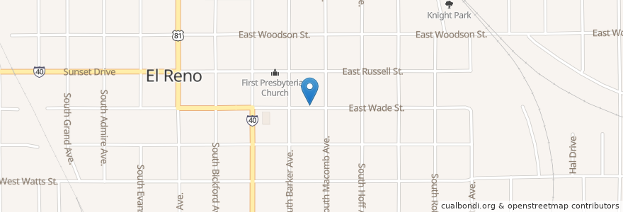 Mapa de ubicacion de Church of Christ en United States, Oklahoma, Canadian County, El Reno.