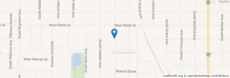 Mapa de ubicacion de Ellison Avenue United Methodist Church en United States, Oklahoma, Canadian County, El Reno.