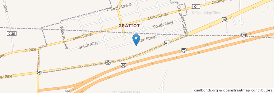 Mapa de ubicacion de Gratiot United Methodist Church en United States, Ohio, Muskingum County, Gratiot.