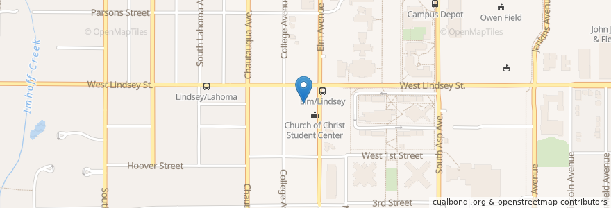 Mapa de ubicacion de University Lutheran Chapel en 미국, 오클라호마, Cleveland County, Norman.