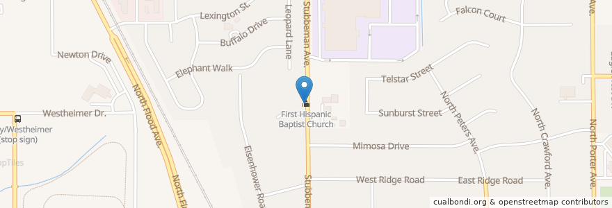 Mapa de ubicacion de First Hispanic Baptist Church en Stati Uniti D'America, Oklahoma, Cleveland County, Norman.