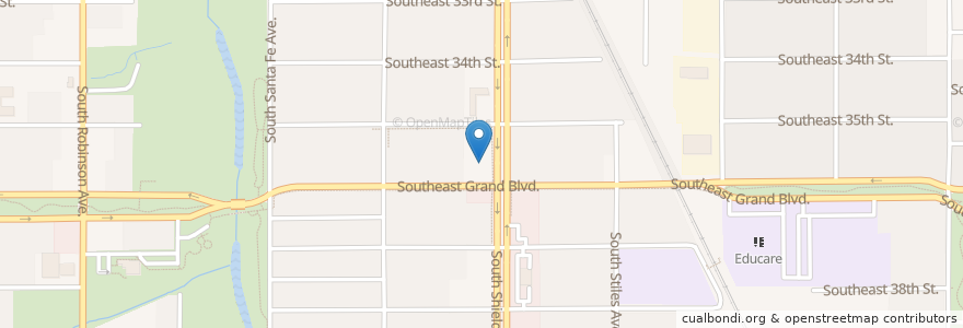 Mapa de ubicacion de Shields Boulevard Baptist Church en アメリカ合衆国, オクラホマ州, Oklahoma City, Oklahoma County.