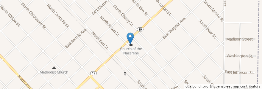 Mapa de ubicacion de Church of the Nazarene en Vereinigte Staaten Von Amerika, Oklahoma, Garvin County, Pauls Valley.