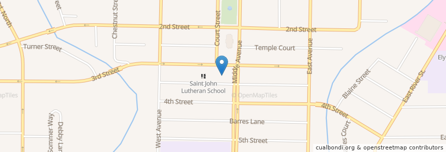Mapa de ubicacion de First United Methodist Church en United States, Ohio, Lorain County, Elyria.
