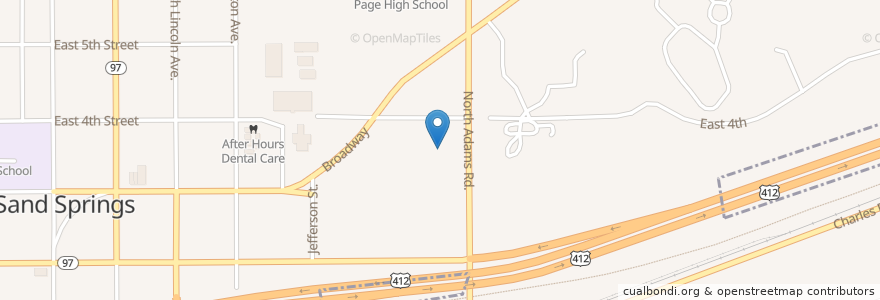 Mapa de ubicacion de First Presbyterian Church en États-Unis D'Amérique, Oklahoma, Tulsa County, Sand Springs.