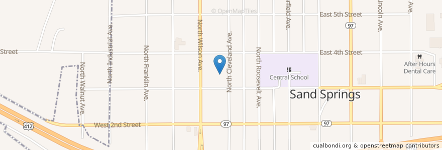 Mapa de ubicacion de Sand Springs Christian Fellowship Church en 美利坚合众国/美利堅合眾國, 俄克拉何马州 / 奧克拉荷馬州, Tulsa County, Sand Springs.